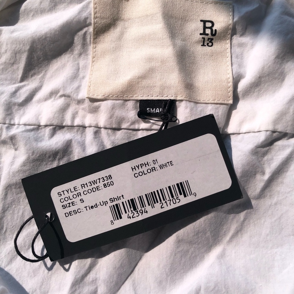 R13 Tied Up Shirt White Avant Garde Strapless S - Picture 7 of 9